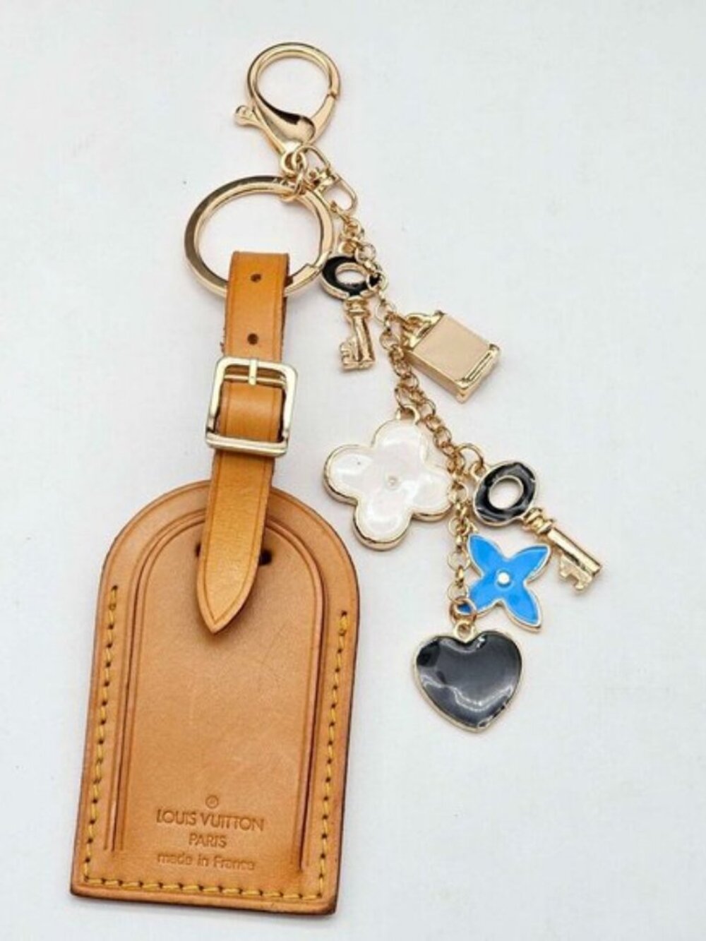 Authentic Louis Vuitton Luggage Tag with Unbranded Keycharm, Keychain